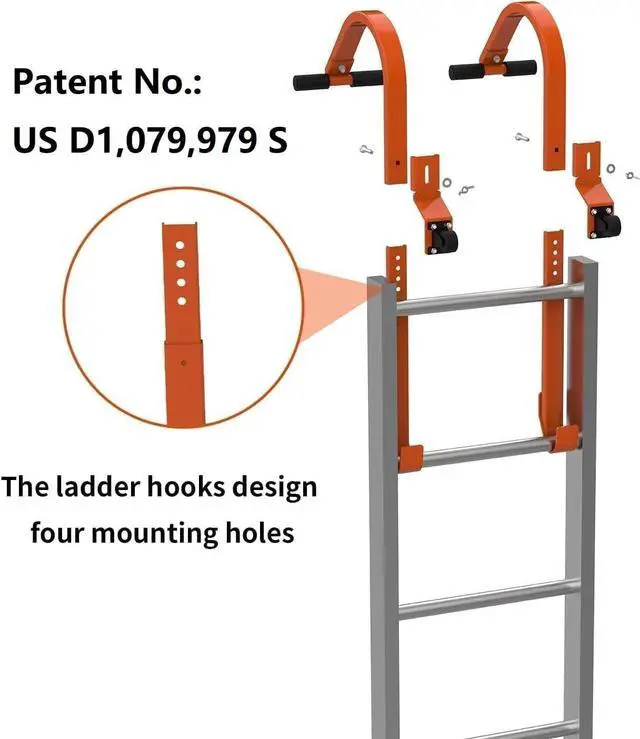 Alt view image 2 of 6 - 2 Pack Heavy Duty Roof Ladder Hook with Wheel,Extension Ladder Stabilizer for Roof with Rubber Grip T-Bar for Damage Prevention, Fast and Easy Setup to Access Steep Roofs