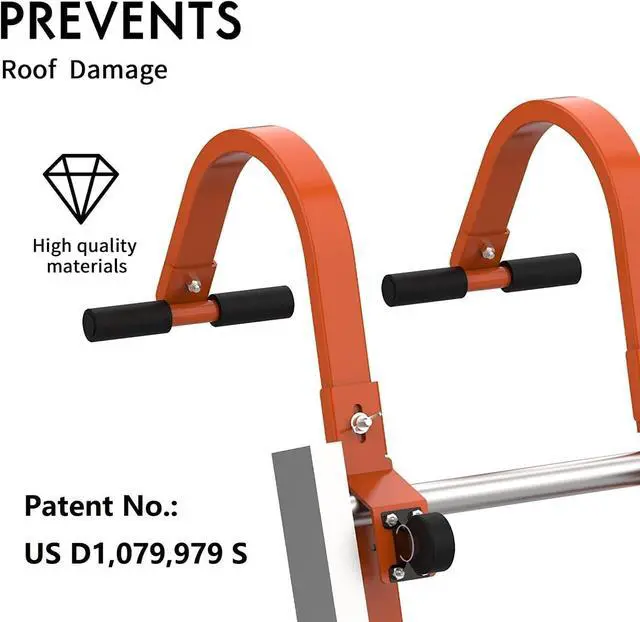 Alt view image 4 of 6 - 2 Pack Heavy Duty Roof Ladder Hook with Wheel,Extension Ladder Stabilizer for Roof with Rubber Grip T-Bar for Damage Prevention, Fast and Easy Setup to Access Steep Roofs