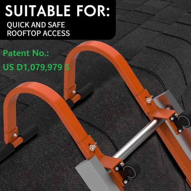 Alt view image 6 of 6 - 2 Pack Heavy Duty Roof Ladder Hook with Wheel,Extension Ladder Stabilizer for Roof with Rubber Grip T-Bar for Damage Prevention, Fast and Easy Setup to Access Steep Roofs