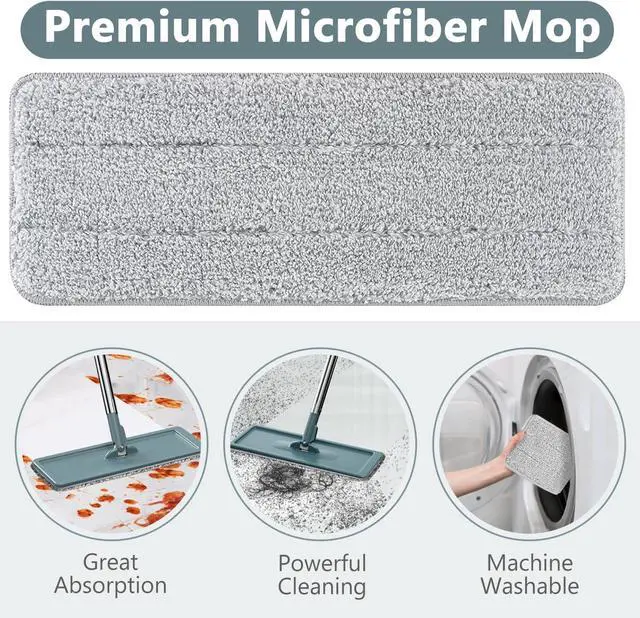 Alt view image 6 of 6 - Aifacay Mop and Bucket with Wringer Set, Flat Wall Mop and Bucket Set with 4 Reusable Microfiber Pads, Hand Wash Free Floor Cleaning System Wet and Dry Use for Hardwood Tile Window Corner Baseboard
