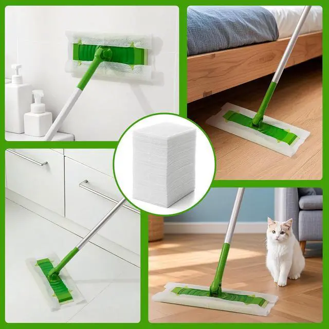 Alt view image 5 of 7 - Dry Mop Refills 240 Count Sweeper Disposable Dusting Cloths Dry Sweeping Refills Dry Duster Cloths Mop Pads Floor Cloth Refills Electrostatic Cloths