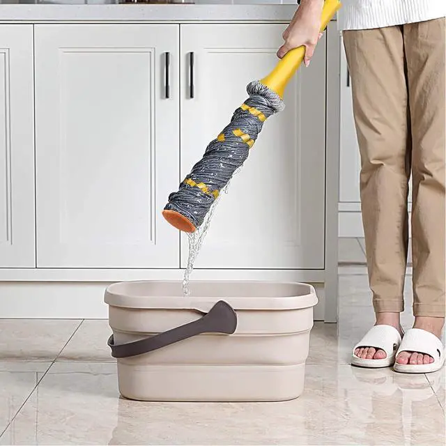 Alt view image 3 of 7 - Self Wringing Twist Mop, Wet Mop for Floor Cleaning with 57 " Long Handle, Heavy Duty Floor Mop for Hardwood Vinyl Tile Marble Laminate Home Office Kitchen, Gray