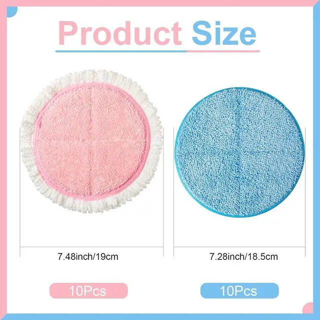 Alt view image 2 of 7 - Irenare 20 Pack Electric Mop Pads Spin Replacement 7.28 Inch Round Mop Pads for Floor Cleaning Reusable Washable Electric Spin Replacement Supplies for Kitchen Floor Cleaning(Classic Color)
