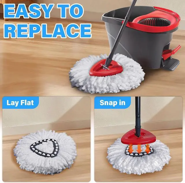 Alt view image 3 of 7 - Mop Replacement Heads for O Cedar: Mop Replace Head Easy Wring Spin - Mop Heads Replacements Easy to Clean Install and Replaceable Mop Head Machine Washable (6pack)