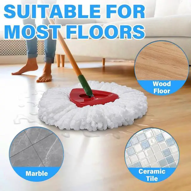 Alt view image 4 of 7 - Mop Replacement Heads for O Cedar: Mop Replace Head Easy Wring Spin - Mop Heads Replacements Easy to Clean Install and Replaceable Mop Head Machine Washable (6pack)