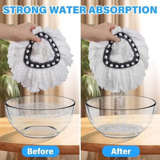 Alt view image 5 of 7 - Mop Replacement Heads for O Cedar: Mop Replace Head Easy Wring Spin - Mop Heads Replacements Easy to Clean Install and Replaceable Mop Head Machine Washable (6pack)