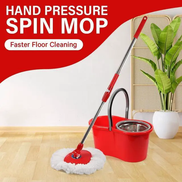 Alt view image 2 of 7 - Spin Mop and Bucket with Wringer Set, 360° Spinning Mop and Bucket System with Double Cotton Tip Replacement Heads and Stainless Steel Adjustable Handle for Floor Cleaning (20QT)