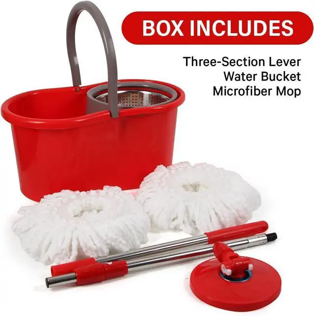 Alt view image 6 of 7 - Spin Mop and Bucket with Wringer Set, 360° Spinning Mop and Bucket System with Double Cotton Tip Replacement Heads and Stainless Steel Adjustable Handle for Floor Cleaning (20QT)