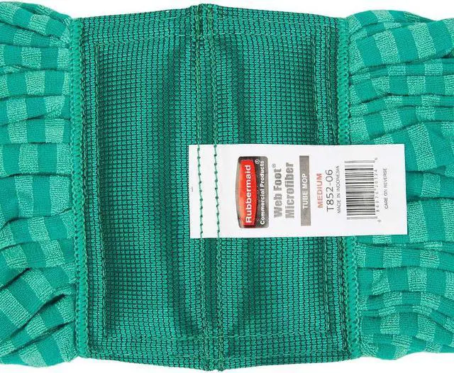 Alt view image 2 of 7 - Rubbermaid Commercial Products Web Foot® Medium 20 Ounce Microfiber Tube Wet Mop 5" Headband Green for General Purpose Floor Cleaning Abrasive Cleaning and Heady-Duty Scrubbing