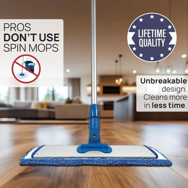 Alt view image 3 of 7 - Microfiber Wholesale 24" Microfiber Mop System - Clean & Dust Hardwood, Laminate, & Tile Floors, Reusable Mop Heads, Adjustable Handle, Washable Micro Fiber Wet & Dry Pads, Industrial & Commercial