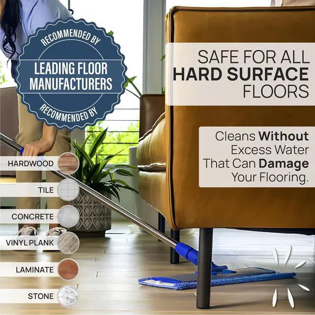 Alt view image 5 of 7 - Microfiber Wholesale 24" Microfiber Mop System - Clean & Dust Hardwood, Laminate, & Tile Floors, Reusable Mop Heads, Adjustable Handle, Washable Micro Fiber Wet & Dry Pads, Industrial & Commercial