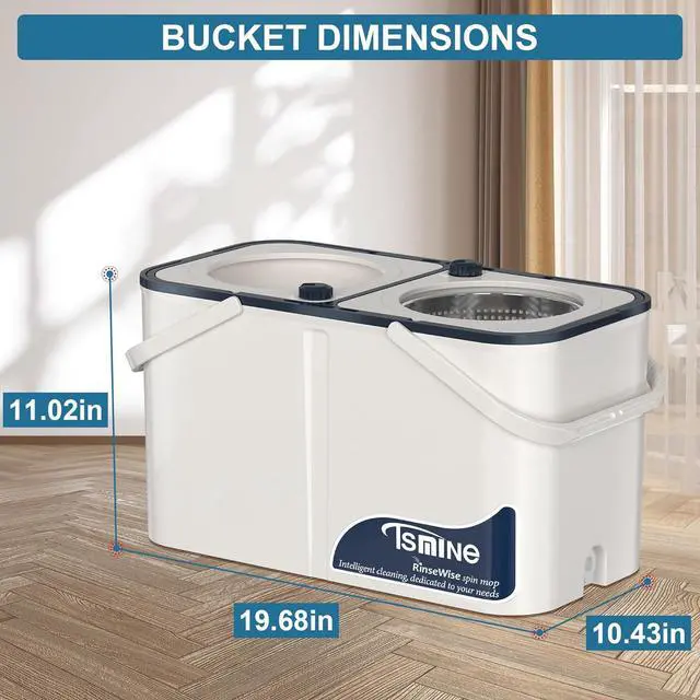 Alt view image 6 of 7 - Mop and Bucket with Wringer Set for Home, Spin Mop and Bucket Separates Dirty and Clean Water,4-Chamber Mop Bucket, Best Household Cleaning Tools with 6 Replacement Mop Heads,4X Wheel
