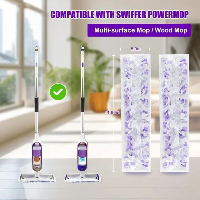 Alt view image 2 of 6 - Power Mop Pads Refills for Swiffer PowerMop Multi-Surface Mopping Pad Disposable Replacement Mop Refill Pads Compatible with Swiffer PowerMop,Safe on All Finished Floors 20 Count