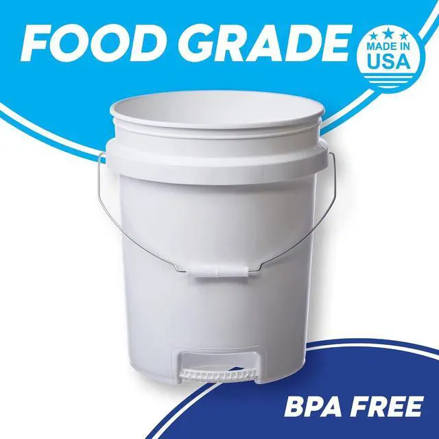 Alt view image 2 of 7 - Hudson Exchange 5 Gallon Bucket with Bottom Grip Handle, HDPE, White, 14 Pack