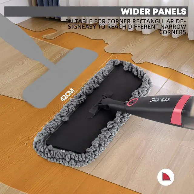 Alt view image 4 of 7 - Microfiber Spray Mop for Floors Dry and Wet Mop with Dusting 360 Rotation for Kitchen, Hardwood, Laminate, Tile Floors Includes 4 Refill Heads, Scraper, Holder & Spray Bottle