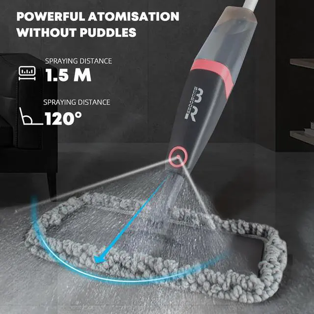 Alt view image 5 of 7 - Microfiber Spray Mop for Floors Dry and Wet Mop with Dusting 360 Rotation for Kitchen, Hardwood, Laminate, Tile Floors Includes 4 Refill Heads, Scraper, Holder & Spray Bottle