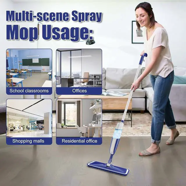 Alt view image 3 of 6 - Wet Dust Mops for Hardwood Floor Cleaning - MEXERRIS Microfiber Spray Mops with 4X Reusable Washable Pads 2X Bottles Wood Floor Mops with Spray Home Commercial Use for Hardwood Laminate Tiles Floors