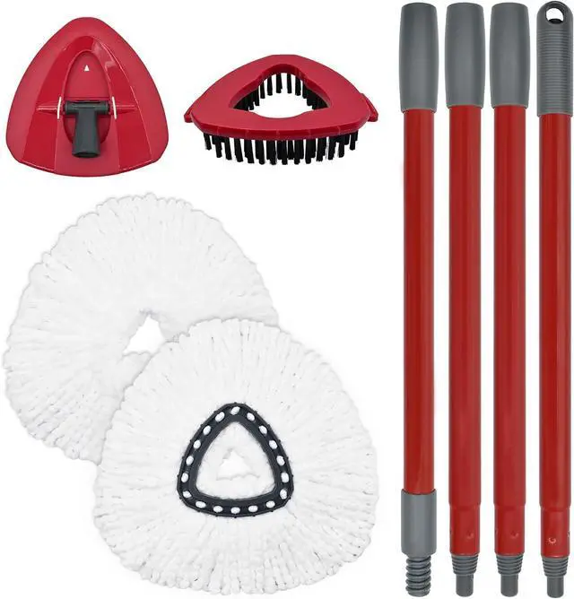 Main image of Mop Replace Head Mop Handle for O Cedar Mop, Mop Replacement for Ocedar Spin Mop Includes 2 Mop Heads Replacements 4-Section Mop Handle 1 Mop Base 1 Scrubber Mop Head for O-Cedar Spin Mop