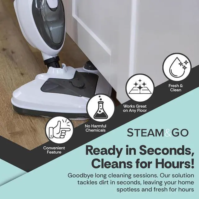 Alt view image 2 of 7 - Steam and Go 10-in-1 Steam Mop - Multi-Functional Floor Steamer for Home Use w/Detergent Chamber, Detachable Handle & Handheld Steam Cleaner for Tile, Grout, Hardwood, Upholstery, Carpets & Furniture