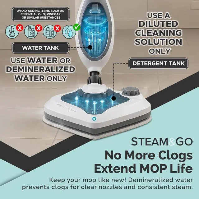 Alt view image 3 of 7 - Steam and Go 10-in-1 Steam Mop - Multi-Functional Floor Steamer for Home Use w/Detergent Chamber, Detachable Handle & Handheld Steam Cleaner for Tile, Grout, Hardwood, Upholstery, Carpets & Furniture