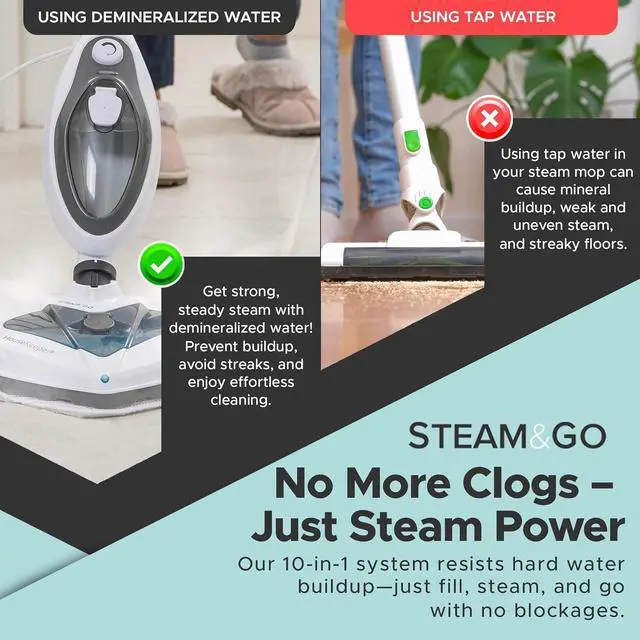 Alt view image 6 of 7 - Steam and Go 10-in-1 Steam Mop - Multi-Functional Floor Steamer for Home Use w/Detergent Chamber, Detachable Handle & Handheld Steam Cleaner for Tile, Grout, Hardwood, Upholstery, Carpets & Furniture