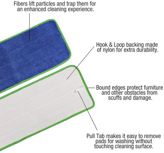 Alt view image 7 of 7 - All Purpose Super Absorbent Mega Microfiber Mop Pads for 24" Mop Plate, Machine Washable, Traps Dust, Dirt & Pet Hair, Reusable for Home & Commercial Cleaning, 28"x8", 6-Pack, Green