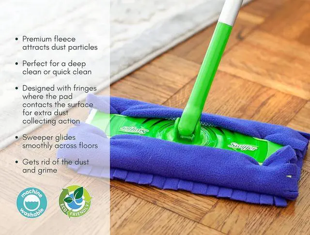Alt view image 2 of 6 - Fleece Sweeper Mop Refills for Swiffer - Reusable, Dry Duster, for Hardwoods, Laminates - 5-Pack Rainbow II
