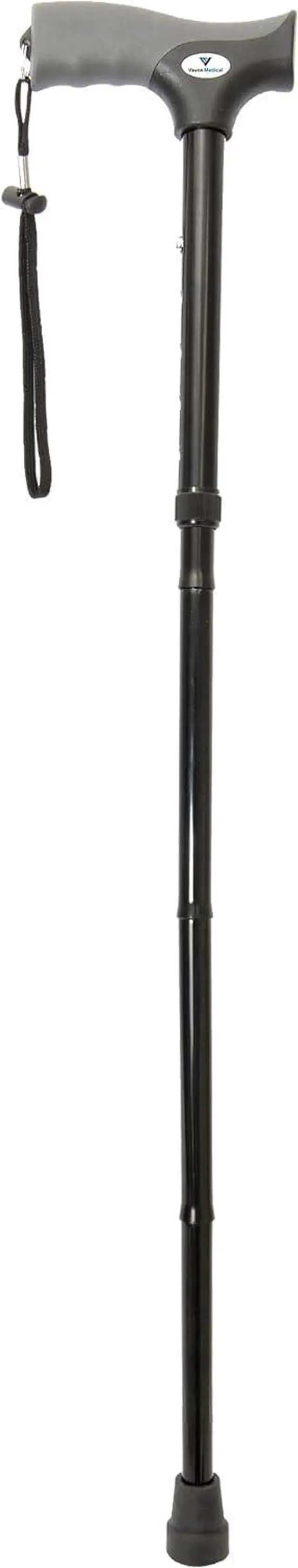 Alt view image 6 of 6 - FSA/HSA Eligible, Vaunn Medical Easy Grip Height Adjustable Folding Cane/Walking Stick with Strap/Pouch- Compact, Portable, and Safe Walking Assistant- Non-Slip Grip Handle- Men, Women, Elderly