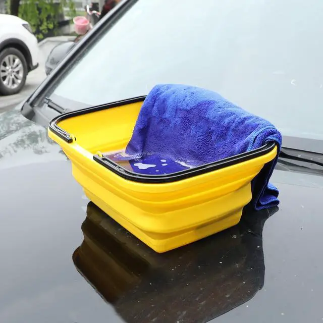 Alt view image 6 of 7 - Collapsible Compact Bucket with Handle 10L(2.6 Gallon) Portable Water Bucket,Outdoor Multiuse Foldable Water Pail for Car Window Cleaning, Camping, Washing Dishes, Picnic, Fishing