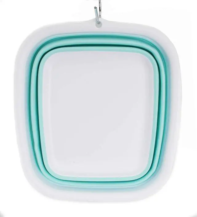 Alt view image 5 of 7 - SAMMART 7.7L (2 Gallon) Collapsible Tub - Foldable Dish Tub - Portable Washing Basin - Space Saving Plastic Washtub (White/Lake Green, S)