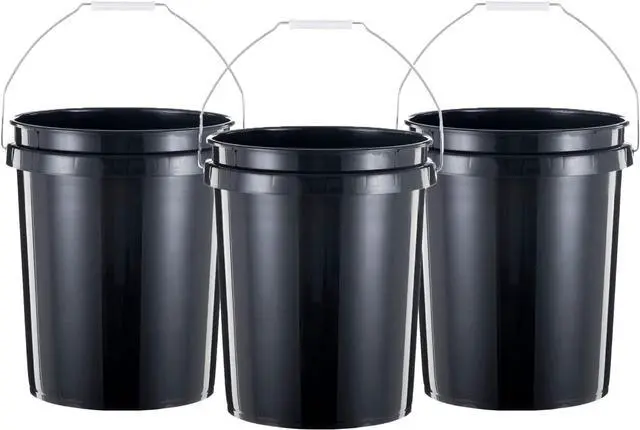 Main image of United Solutions 5 Gallon Bucket Heavy Duty Plastic Bucket Comfortable Handle Easy to Clean Perfect for on The Job Home Improvement or Household Cleaning; Black , 3 Count