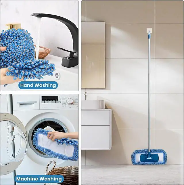 Alt view image 7 of 7 - MAVRIZ Dust Mop for Hardwood Floor Washable Wet and Dry Mop with 58" Long Handle, 360° Rotating Microfiber Mop for Wood, Laminate, Tile Floor