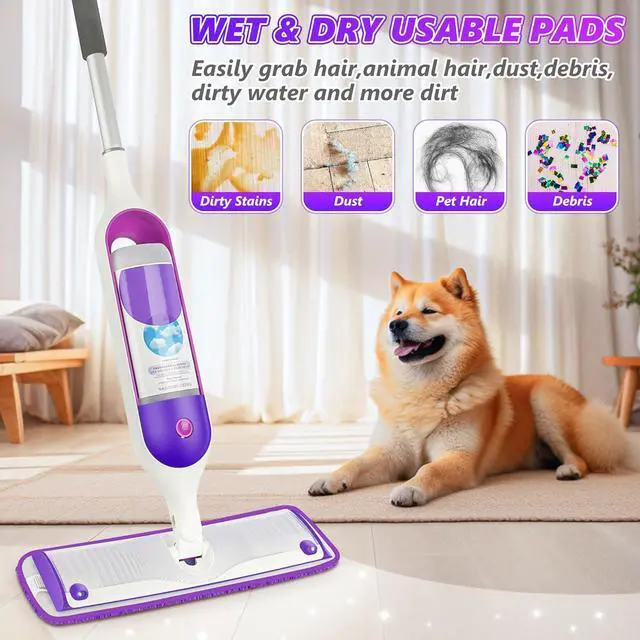 Alt view image 4 of 5 - Reusable Pads Compatible with Swiffer PowerMop - SEVENMAX 15" Microfiber Power Mop Refills Pads Spray Mop Replacement Heads Cloths Washable Dry Wet Mopping for Wood Floor Cleaning x8