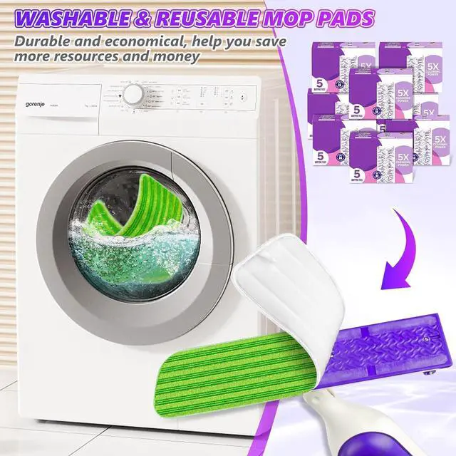 Alt view image 5 of 5 - Reusable Pads Compatible with Swiffer PowerMop - SEVENMAX 15" Microfiber Power Mop Refills Pads Spray Mop Replacement Heads Cloths Washable Dry Wet Mopping for Wood Floor Cleaning x8