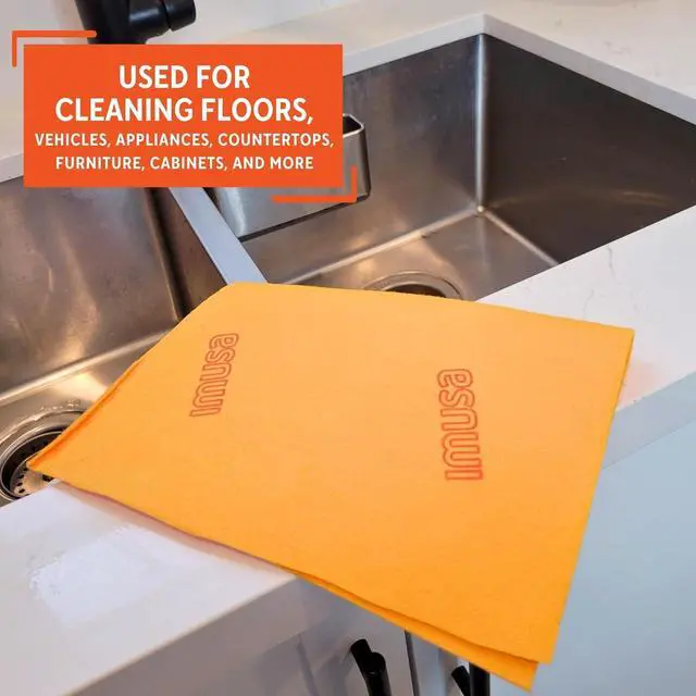 Alt view image 5 of 7 - Imusa USA 24 Pack Reusable Cuban Style Mop Cloth Super Absorbent Multi-Purpose Cleaning Shammy (Chamois) Towel Cloth, Orange