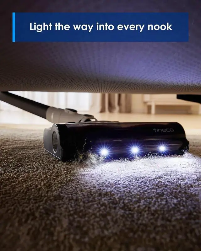 Alt view image 6 of 7 - Tineco A30S Cordless Stick Vacuum Cleaner, 160W Suction, 60Min Runtime, 1L Larger Dustbin, ZeroTangle Brush, PureCyclone Tech, LED Headlight, White