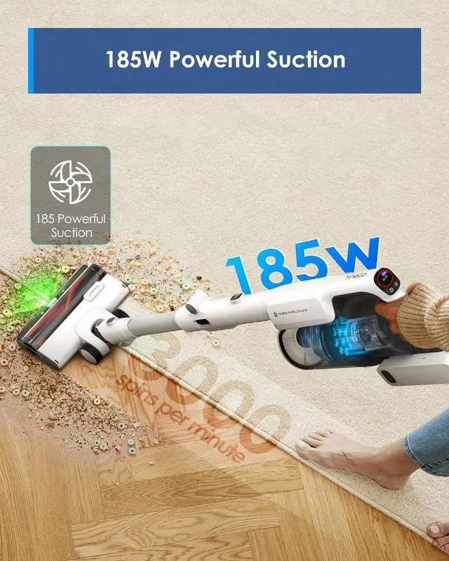 Alt view image 2 of 7 - Tineco Pure ONE A50S Cordless Stick Vacuum Cleaner, 185W Suction,1L Larger Dustbin, 3DSense Power Brush, PureCyclone Tech, Easily Tackles Large Debris