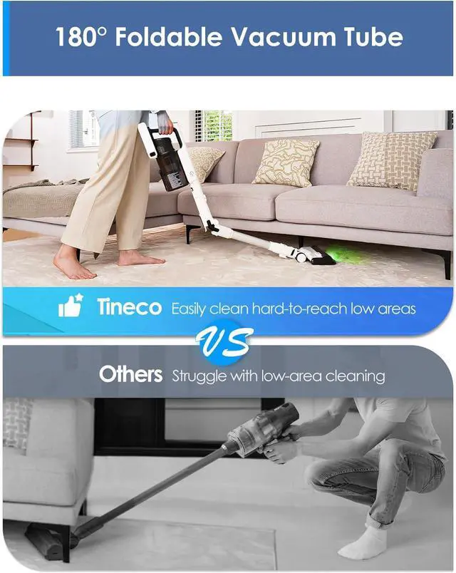 Alt view image 4 of 7 - Tineco Pure ONE A50S Cordless Stick Vacuum Cleaner, 185W Suction,1L Larger Dustbin, 3DSense Power Brush, PureCyclone Tech, Easily Tackles Large Debris