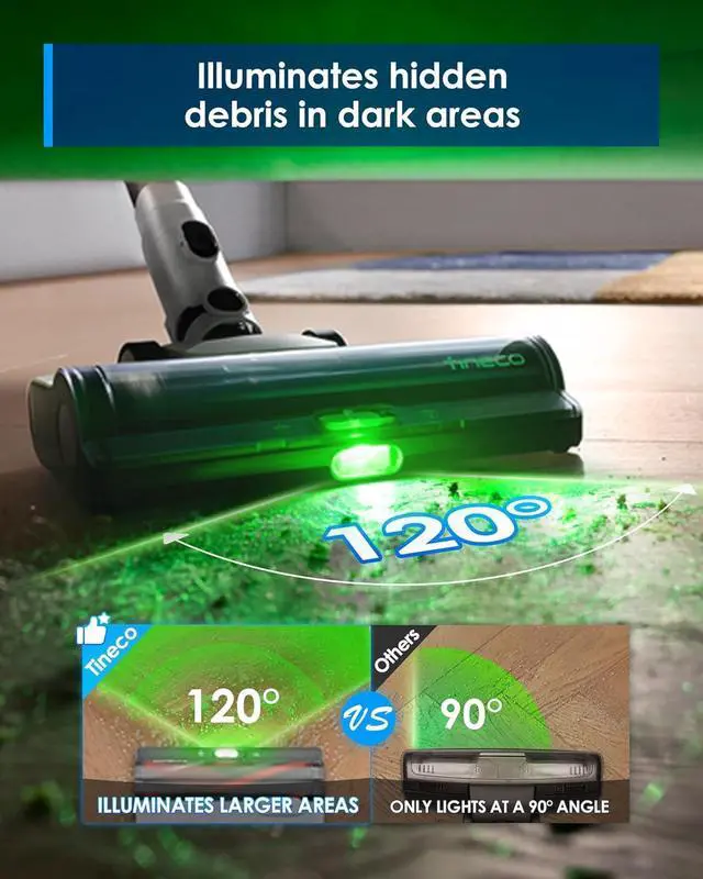 Alt view image 6 of 7 - Tineco Pure ONE A50S Cordless Stick Vacuum Cleaner, 185W Suction,1L Larger Dustbin, 3DSense Power Brush, PureCyclone Tech, Easily Tackles Large Debris