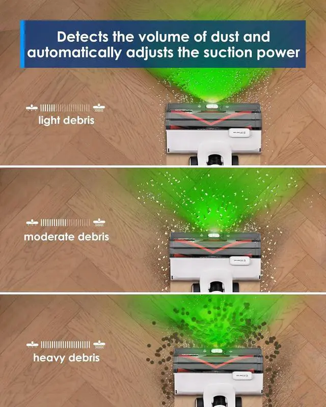 Alt view image 7 of 7 - Tineco Pure ONE A50S Cordless Stick Vacuum Cleaner, 185W Suction,1L Larger Dustbin, 3DSense Power Brush, PureCyclone Tech, Easily Tackles Large Debris