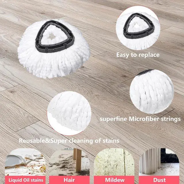 Alt view image 3 of 7 - Mop Replacement Heads 6 Pcs & 2 Scrub Brushes Combo for Ocedar Easywring 1-Tank System,Microfiber Spin Mop Replacement Head,Machine Washable for Bathroom,Kitchen,Tub and Tile Cleaning