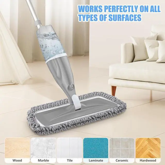 Alt view image 4 of 5 - Microfiber Spray Mops for Floors Cleaning: EXEGO Dust Mop Wet Mop with 3 Washable Resuable Pads -440ML Refillable Bottle and 1 Scraper - Flat Floor Mop for Hardwood Laminate Ceramic Tiles Vinyl Woood