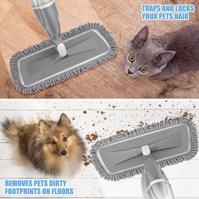Alt view image 3 of 5 - Microfiber Spray Mops for Floors Cleaning: EXEGO Dust Mop Wet Mop with 3 Washable Resuable Pads -440ML Refillable Bottle and 1 Scraper - Flat Floor Mop for Hardwood Laminate Ceramic Tiles Vinyl Woood
