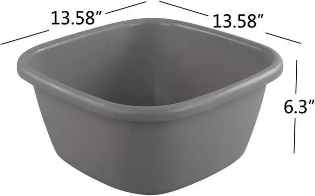 Alt view image 2 of 6 - Set of 3 Plastic Wash Tub Dish Pan Basin, 16 Quart, Grey