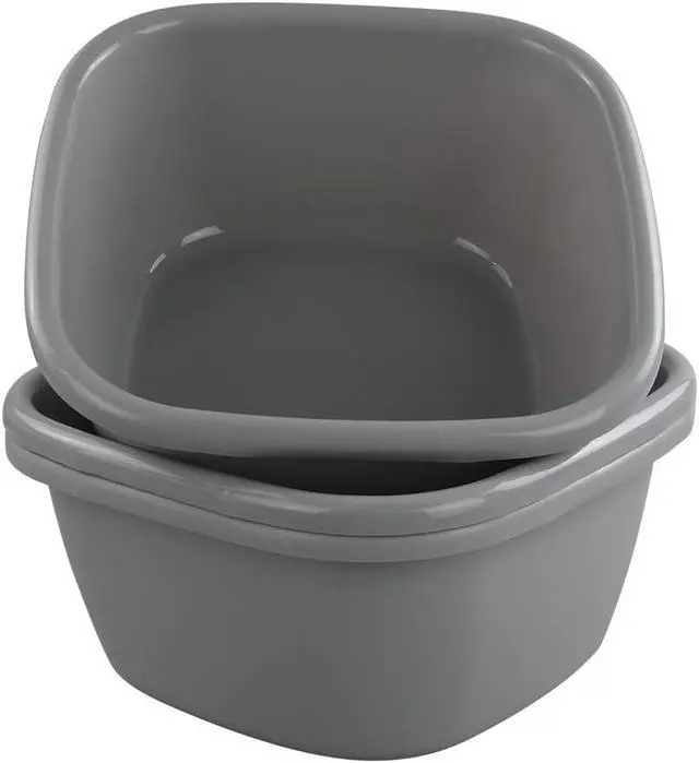 Alt view image 5 of 6 - Set of 3 Plastic Wash Tub Dish Pan Basin, 16 Quart, Grey