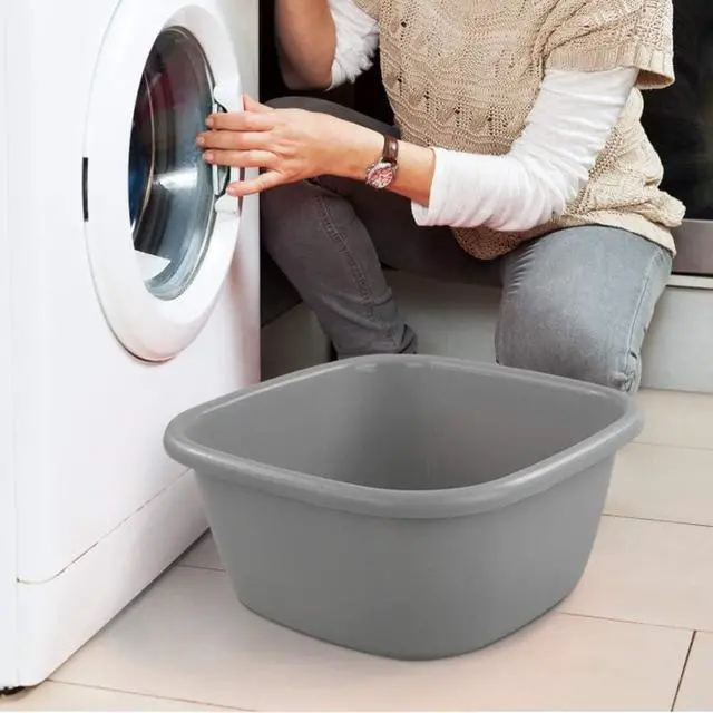Alt view image 6 of 6 - Set of 3 Plastic Wash Tub Dish Pan Basin, 16 Quart, Grey