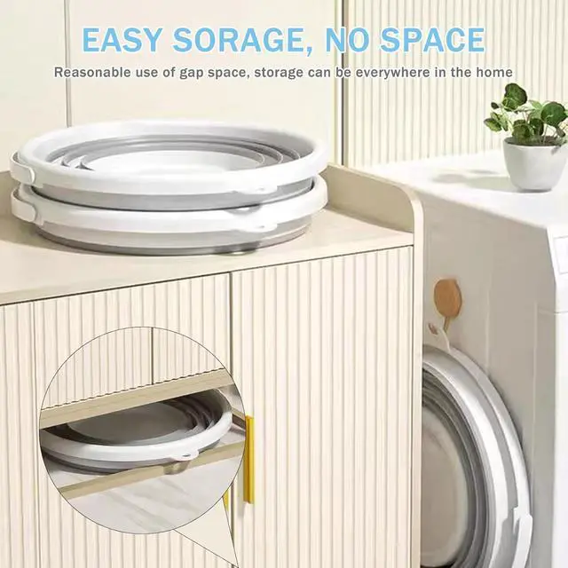 Alt view image 4 of 7 - 2-Pack Collapsible Buckets - 2.6 Gallon (10L) Large Capacity, Essential for RV, Garden Cleaning, Car Washing, Camping, Fishing, Multi-Purpose Durable Portable Buckets, Easy Storage, Use Anywhere