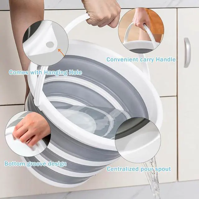 Alt view image 5 of 7 - 2-Pack Collapsible Buckets - 2.6 Gallon (10L) Large Capacity, Essential for RV, Garden Cleaning, Car Washing, Camping, Fishing, Multi-Purpose Durable Portable Buckets, Easy Storage, Use Anywhere