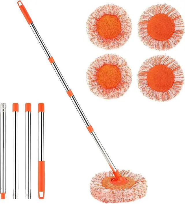 Main image of 61 in Adjustable Cleaning Mop, Dolodomy 180° Rotatable Mops for Floor Cleaning with 4 Reusable Heads, 2 Fabrics Wall Mop for Floor Door Window Ceiling and Bathroom