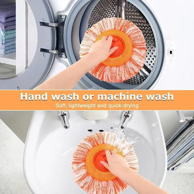 Alt view image 6 of 7 - 61 in Adjustable Cleaning Mop, Dolodomy 180° Rotatable Mops for Floor Cleaning with 4 Reusable Heads, 2 Fabrics Wall Mop for Floor Door Window Ceiling and Bathroom